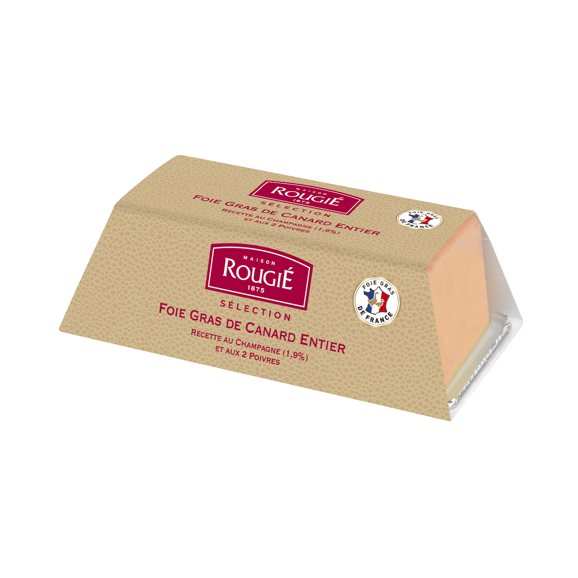 Foie gras de canard entier au Champagne (1,9%) et deux poivres - Rougié