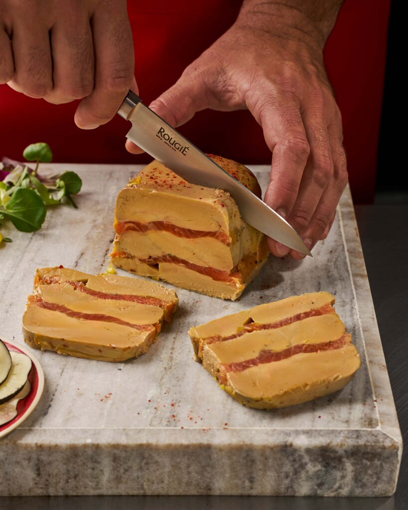 Marbled terrine of raw duck foie gras with smoked Basque Country trout ...